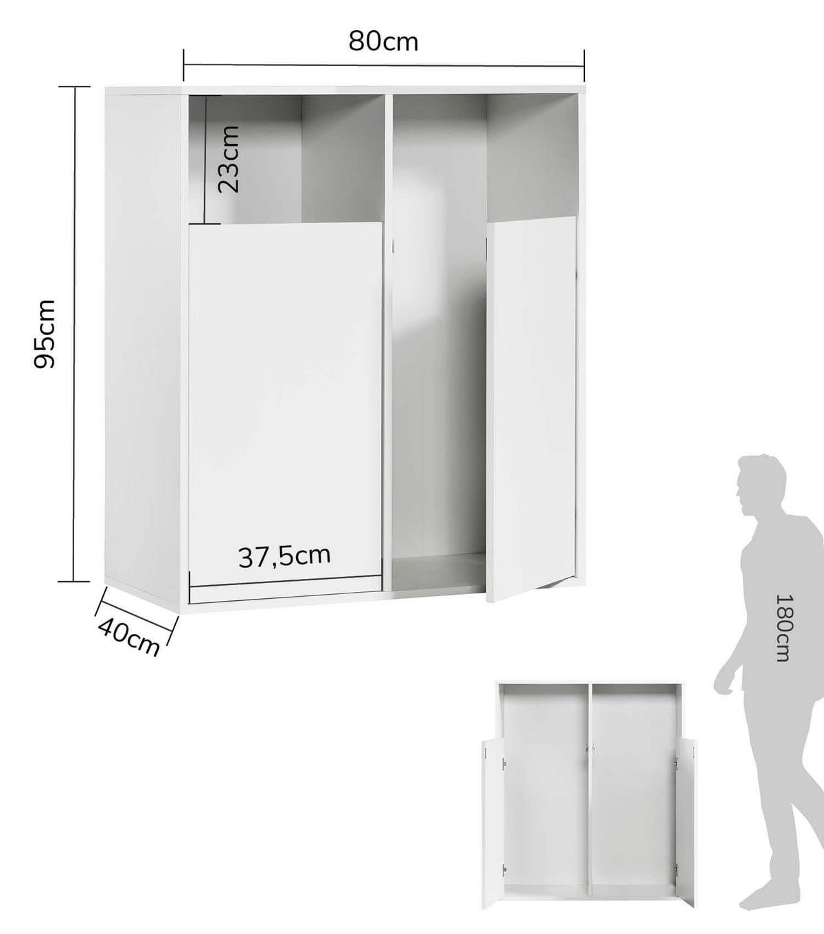 WÄSCHESCHRANK Der Wäschehüter - Weiß, Holzwerkstoff (80/95/40cm) - Mokebo