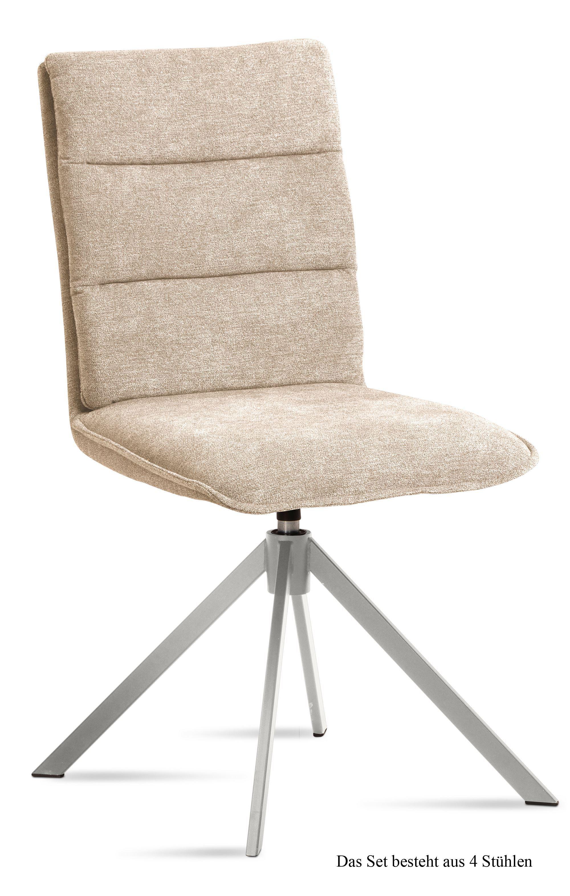 ESSZIMMERSTUHL drehbar (4er-Set) Dulcie 47x92x60 Edelstahl/Natur - Edelstahlfarben/Naturfarben, Kunststoff (60/92/47cm) - 58aufmkessel