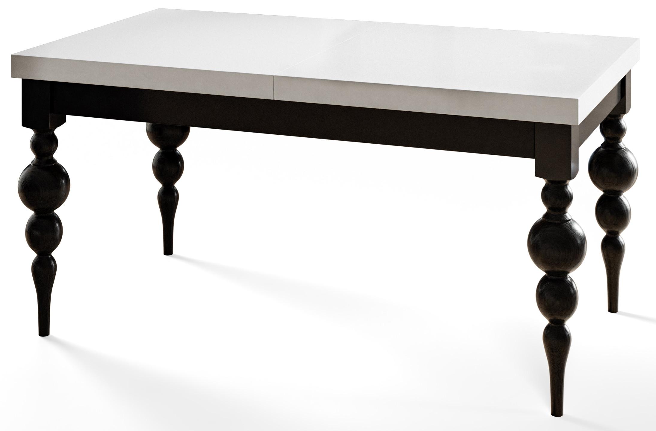 RECHTECKIGER Esszimmertisch LENA, ausziehbarer Tisch, Größe: 120-160X80X78,5 cm, Wohnzimmertisch Farbe: Schwarz, mit Tischbeinen in Farbe Schwarz - Schwarz/Weiß, Holzwerkstoff (120/80/79cm) - Alpi-Möbel