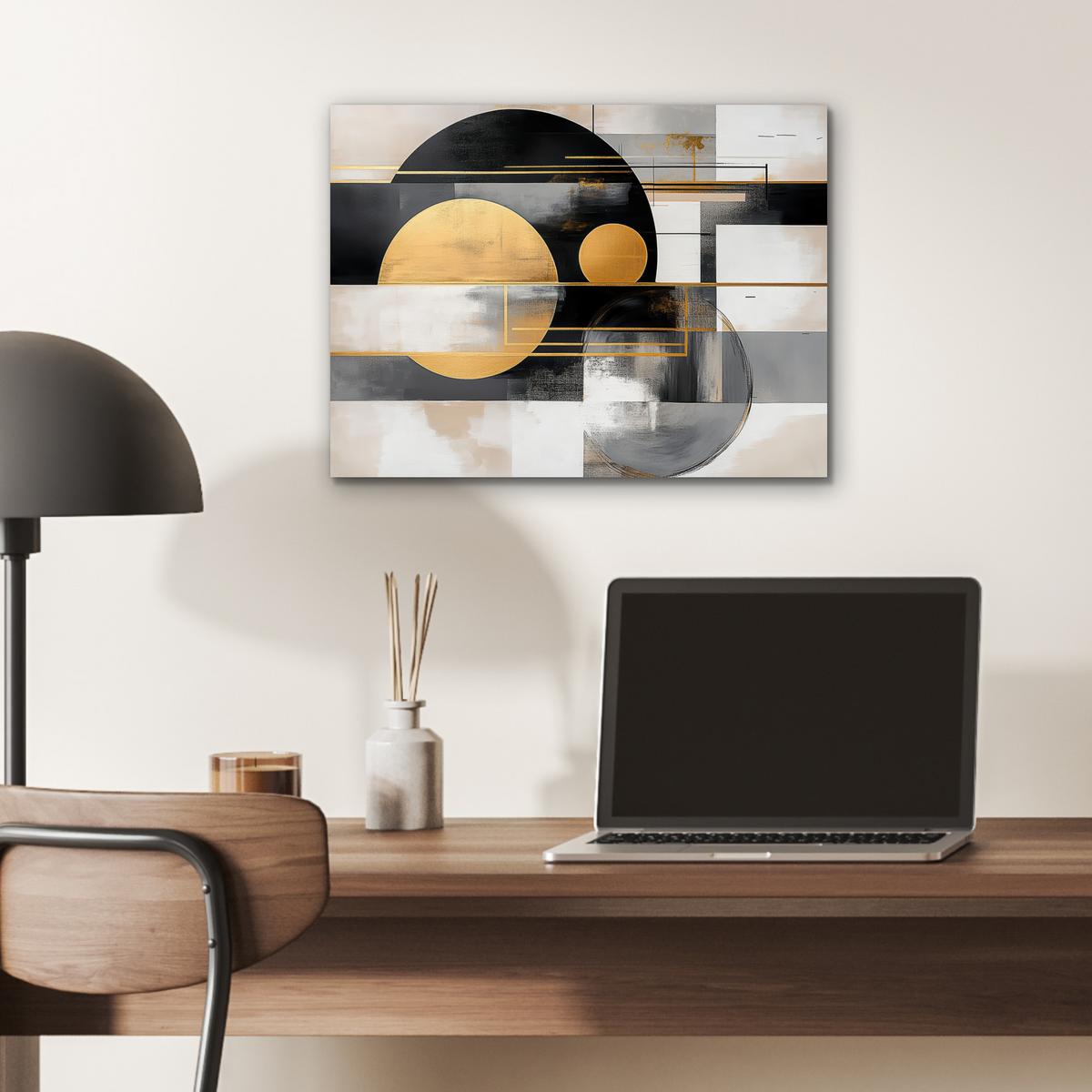 METALLBILD Abstrakt - Gold - Silber - Formen - Ästhetisch - Modern 40x30 cm - Goldfarben, Metall (40/30cm) - MuchoWow
