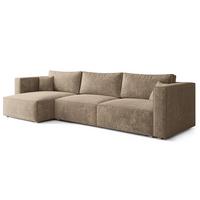 ECKSOFA TOLMO LM Beige Chenille mit Schlaffunktion - Beige, Holzwerkstoff/Textil (347/148cm) - MASSENO