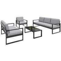GARTENSET Stella mit Sofas, Sessel und Kaffeetisch, mit Metallrahmen, Hellgrau - Hellgrau, Metall - Beautysofa