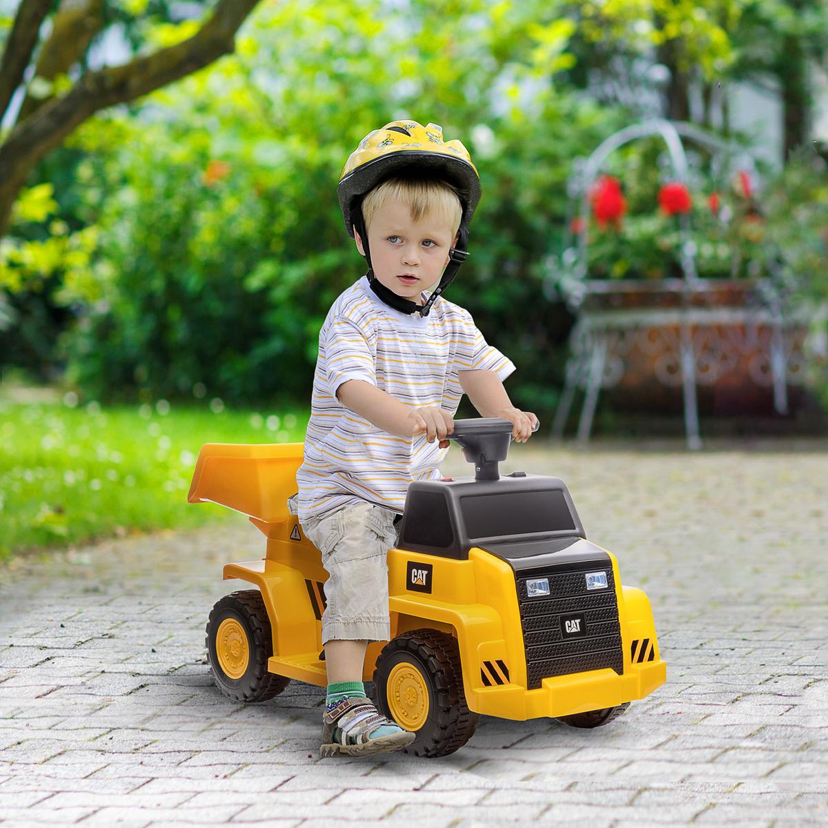 ELEKTRO Kindertraktor, Spielfahrzeug mit Scheinwerfer, Hupe für Kinder 1,5 bis 3 - Gelb, Metall (74.5/36/43.5cm) - HOMCOM