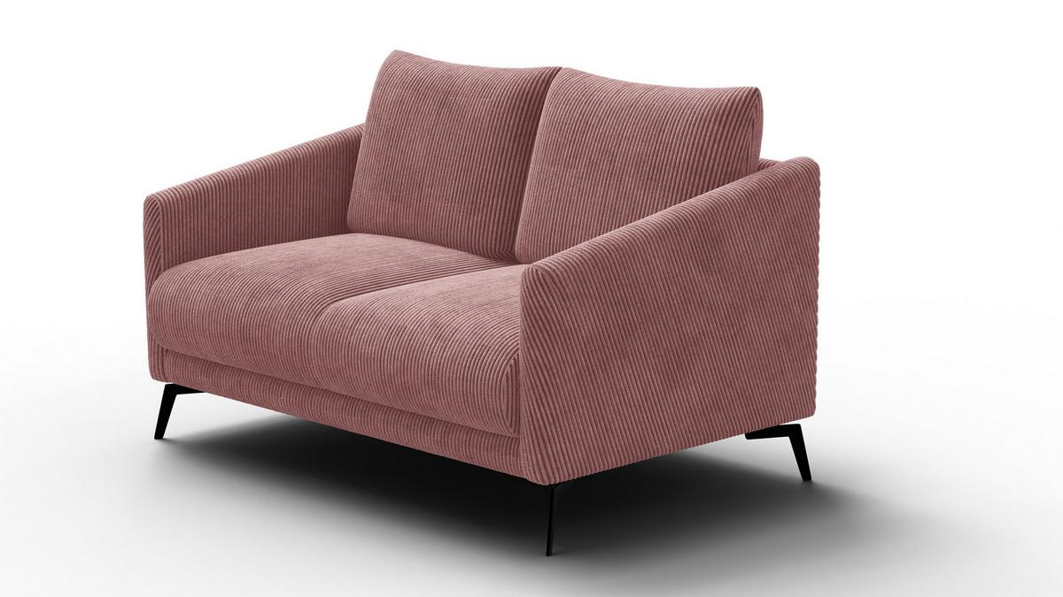 SOFA VILT 2-Sitzer, altrosa - Altrosa/Schwarz, Holzwerkstoff/Textil (142/89/94cm) - Wozimo