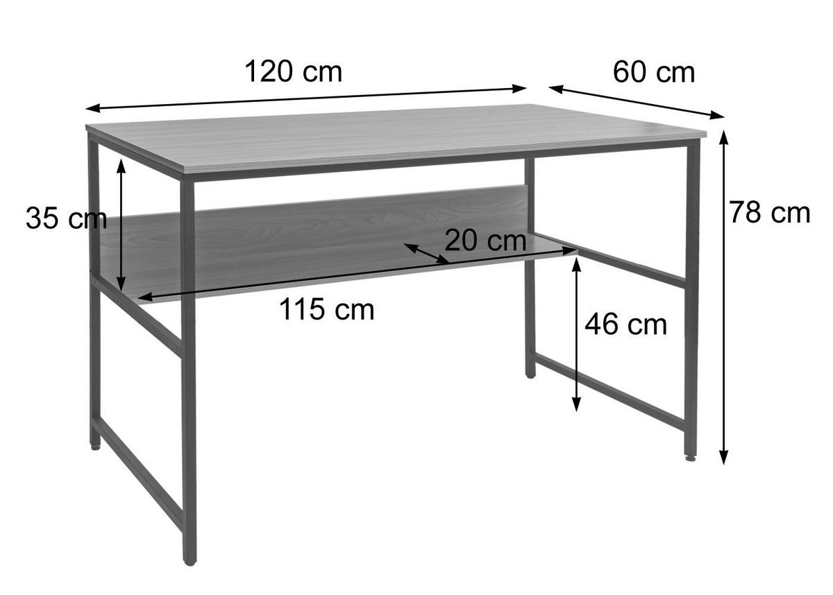 SCHREIBTISCH rechteckig Braun, Grau - Braun/Grau, Metall (60/120/78cm) - MCW