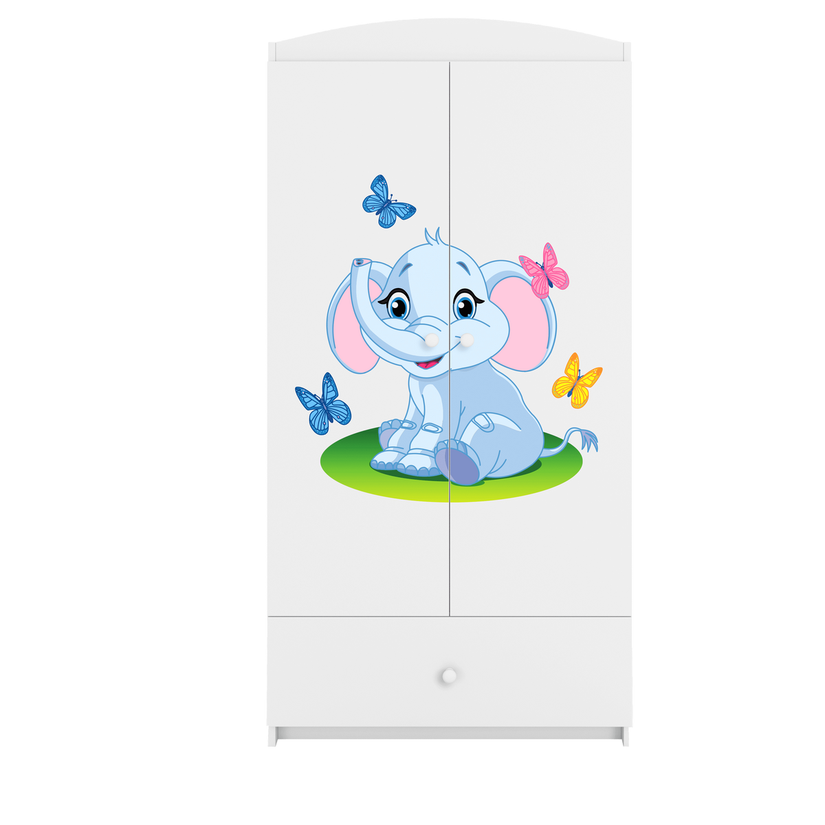 KINDERKLEIDERSCHRANK Elefant - Weiß, Holzwerkstoff (90/175/52cm) - RAUMHIRSCH FURNITURE