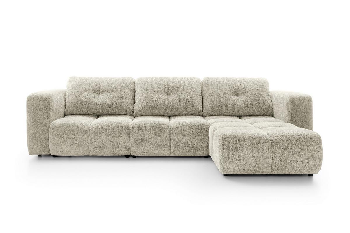 ECKSOFA ARTE 03 Creme Chenille mit Schlaffunktion - Creme, Holz (336/177cm) - MASSENO