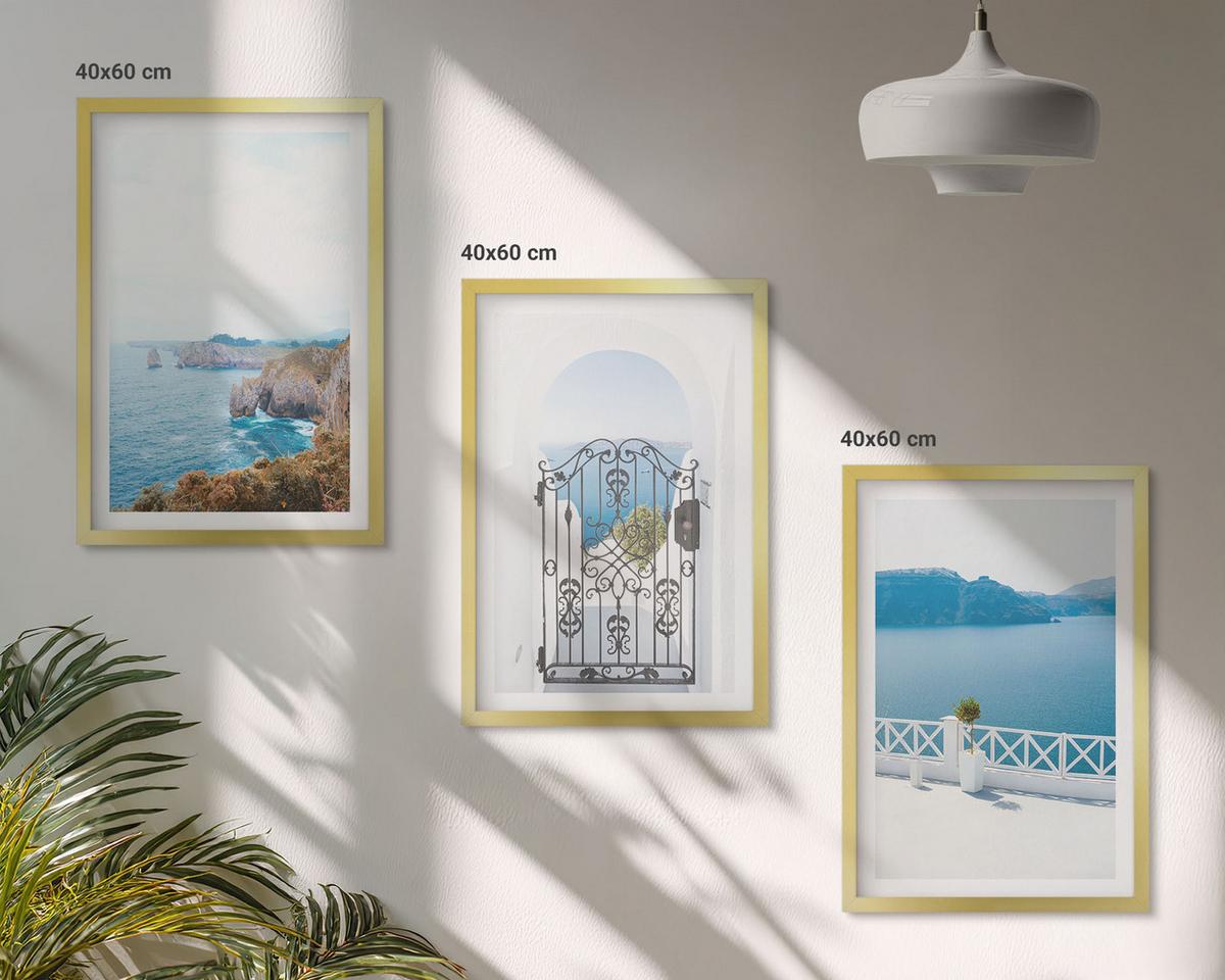 BILDER SET 3er Set - 40x60 cm Goldrahmen - Meeresarchitektur Griechenlands - Goldfarben, Kunststoff (40/60cm) - TULUP