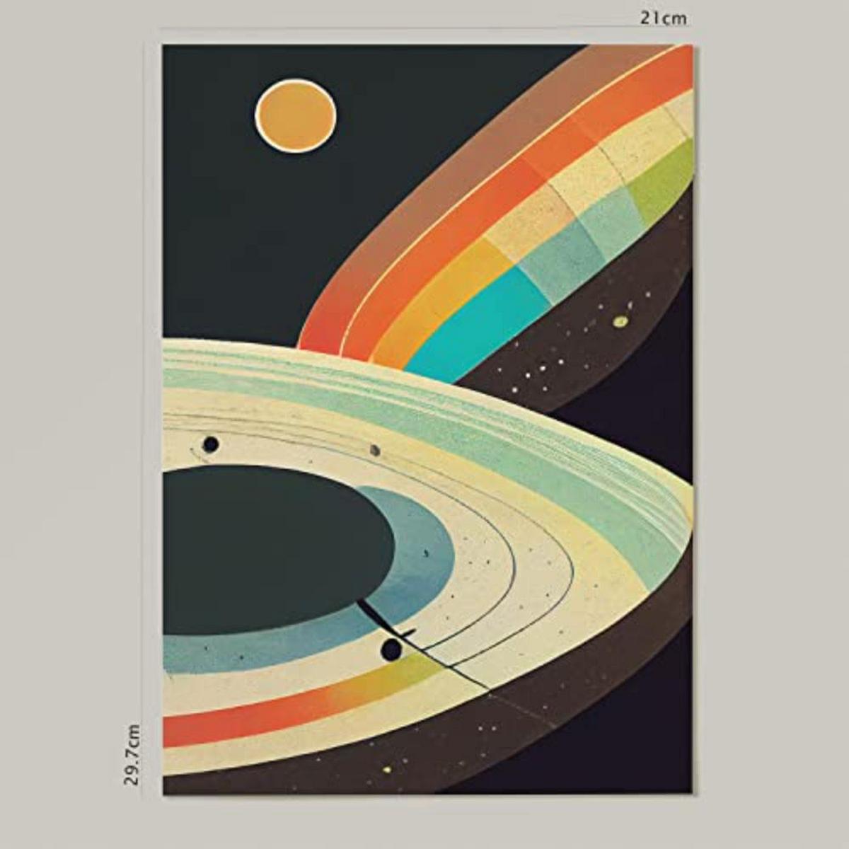 POSTER Set mit 4 Abstrakt Kurve Moderne Galaxien A4 Rahmenlos - Klar, Papier (29.7/3cm) - Nacnic
