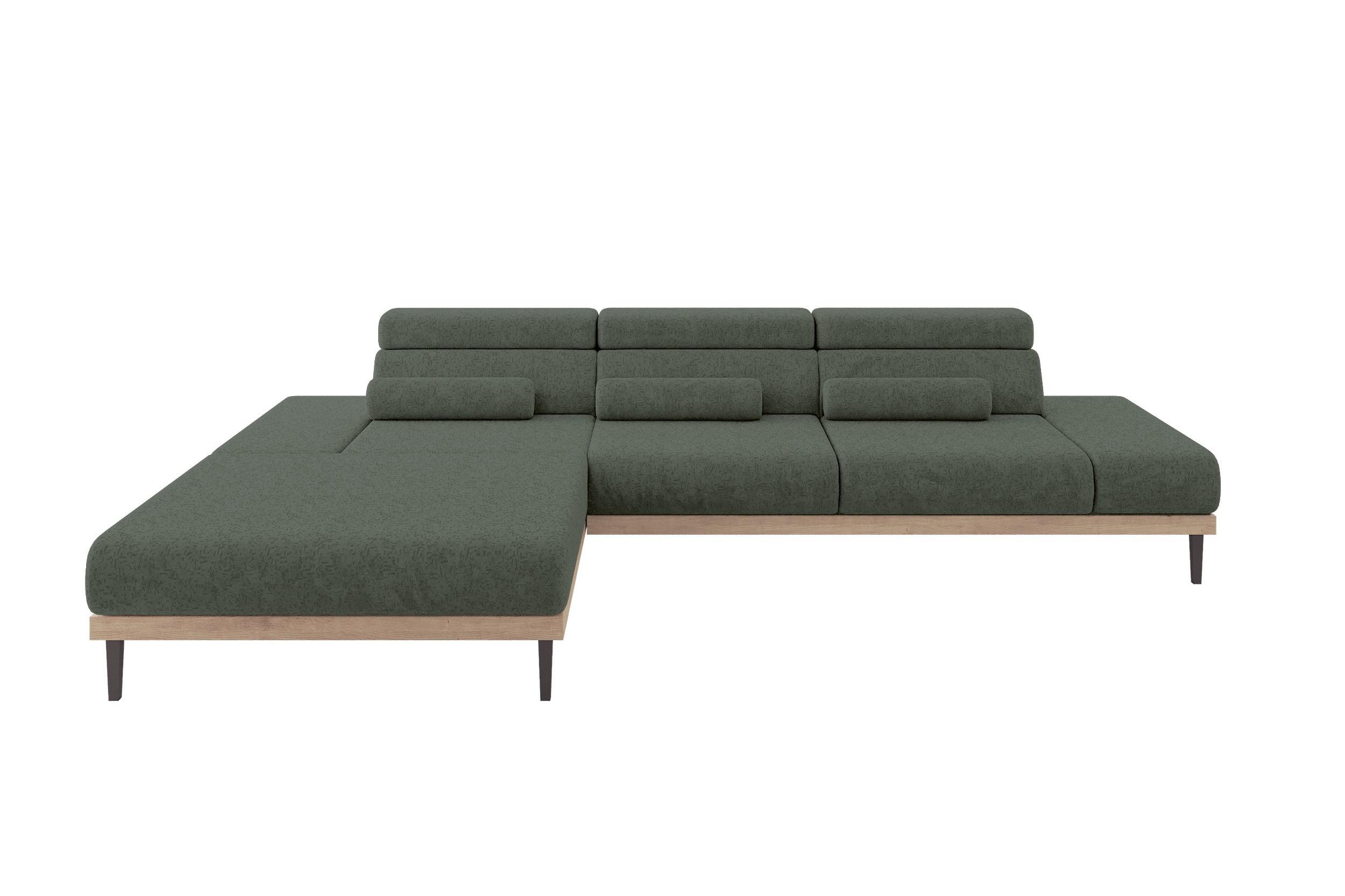 ELEKTRISCHES ECKSOFA Links MONA 316x205x85 Grün Velours - Grün, Holzwerkstoff/Textil (316/205cm) - ALTDECOR