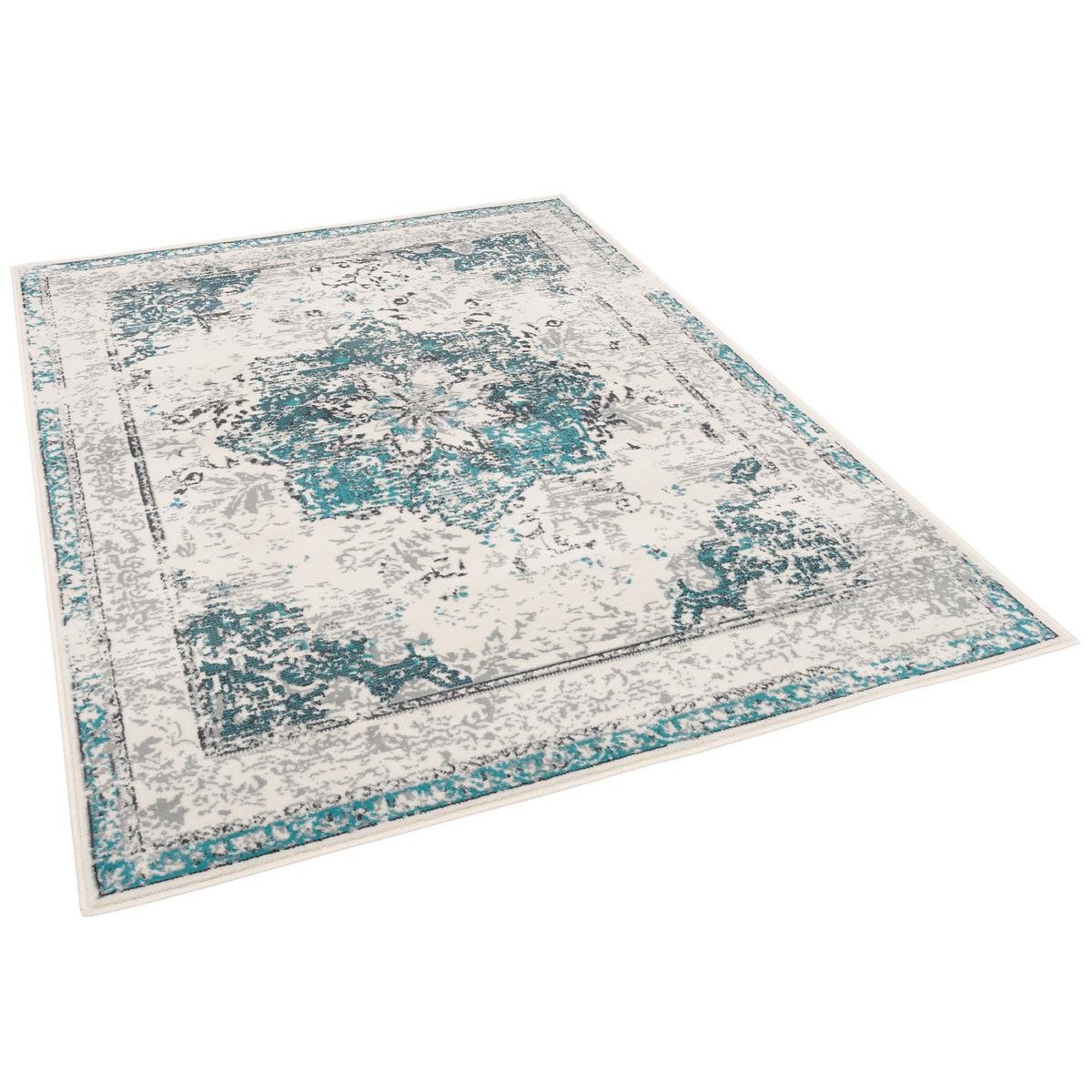 DESIGNER TEPPICH POP-VINTAGE - Blau/Creme, Textil (120/170cm) - Pergamon