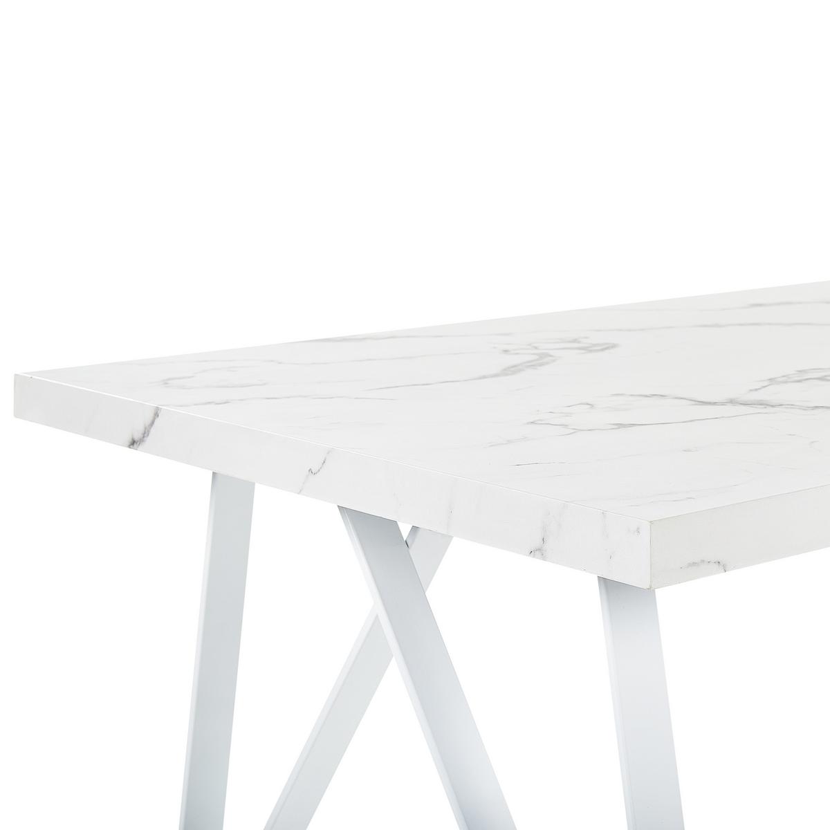 ESSTISCH 160/90/76 cm Weiß grau Rechteckig Grieger - Weiß, Holzwerkstoff (160/90/76cm) - Beliani