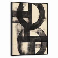 LEINWAND Bilder mit Rahmen - Kreise - Balken - Schwarz - Abstrakt - 60x80 - Schwarz, Textil (60/80cm) - MuchoWow