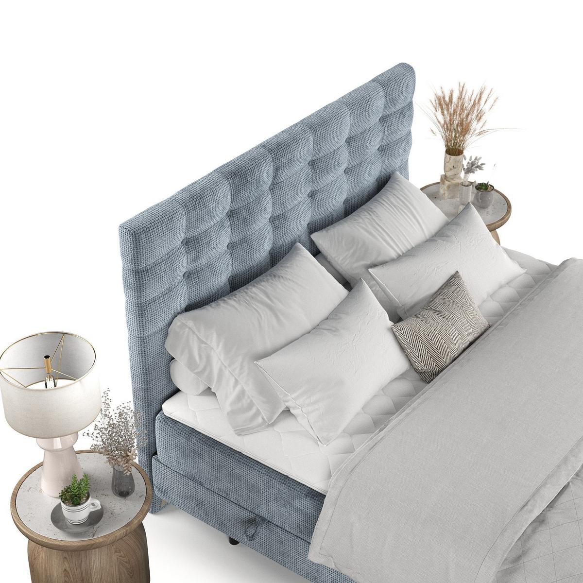BOXBETT Niro 180/200 cm Hellblau im Bonita Stoff - Schwarz/Hellblau, Holz/Holzwerkstoff (180/200cm) - AltaBeds