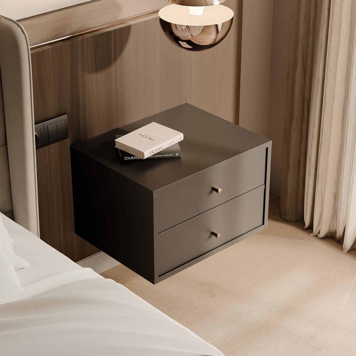 NACHTSCHRANK FLOW 52/41/35 cm Schwarz - Schwarz, Holzwerkstoff/Metall (52/35/41cm) - Idohome