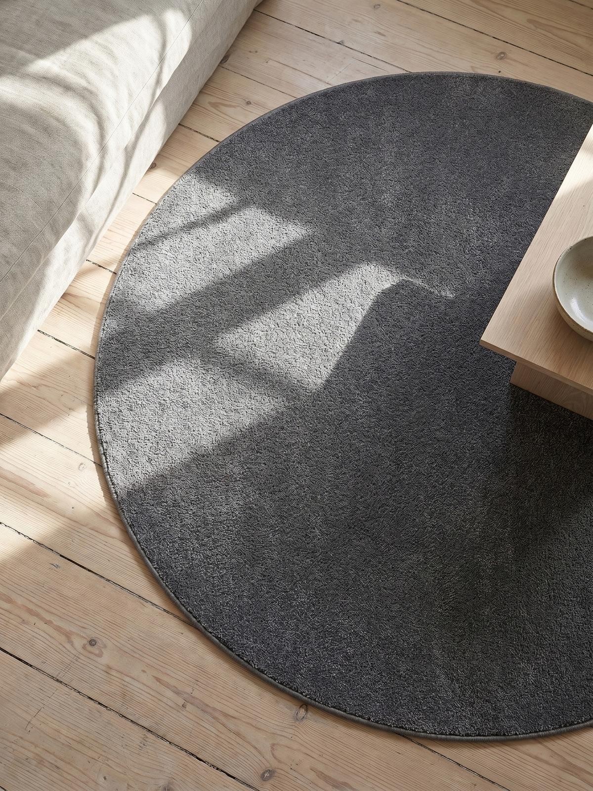 TEPPICH Kurzflor MAIN in Grau, einfarbig, Ø 120 cm - Grau, Textil (120/120cm) - KADIMA DESIGN