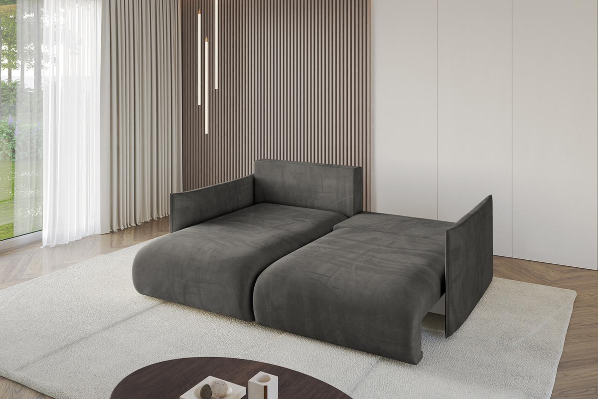 ECKSOFA Ottomane links ONESK-L 216x177x72 Dunkelgrau Velours - Dunkelgrau/Anthrazit, Holzwerkstoff/Kunststoff (216/177cm) - ALTDECOR