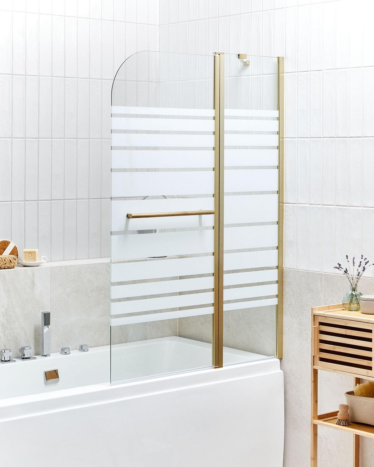BADEWANNENAUFSATZ 140/100 cm Gold Tuapi - Transparent/Goldfarben, Glas (100/140cm) - Beliani