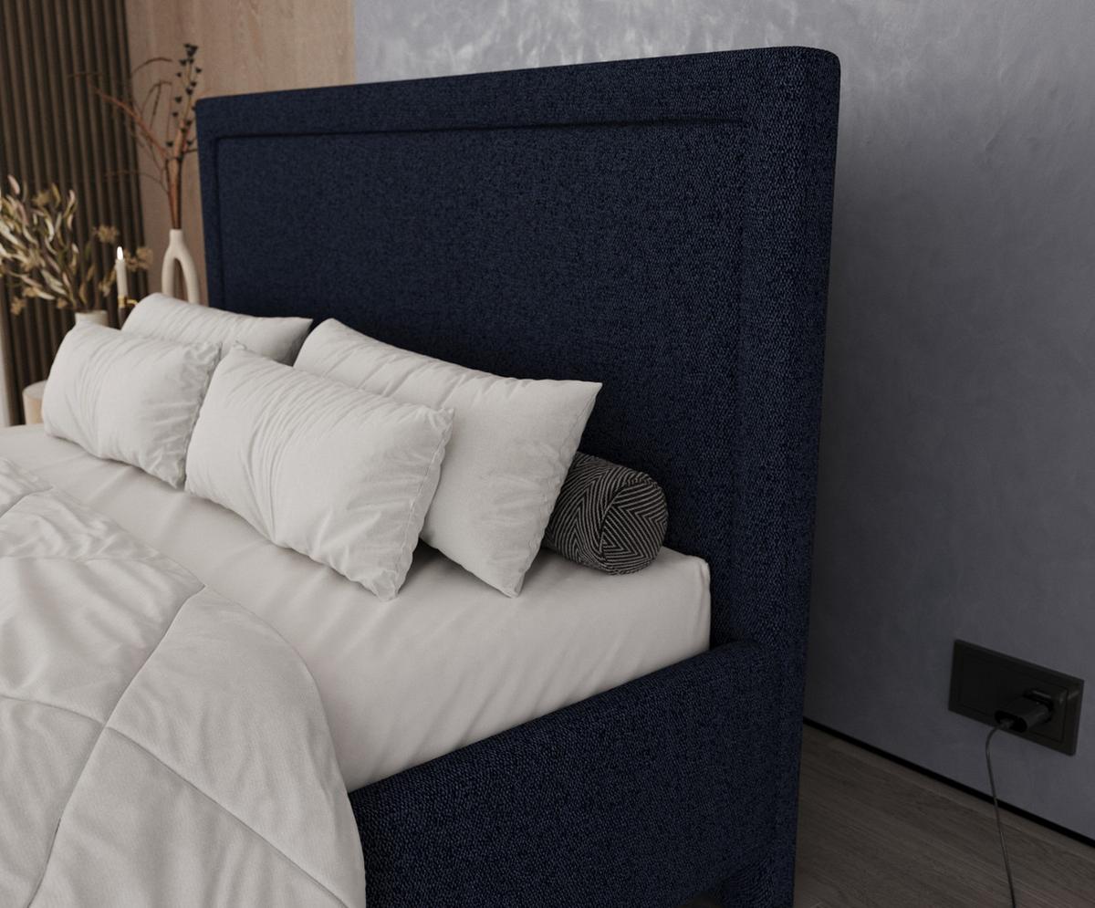 POLSTERBETT Vega 120/200 cm Marineblau im Riva Stoff - Naturfarben/Dunkelblau, Holz/Holzwerkstoff (120/200cm) - AltaBeds