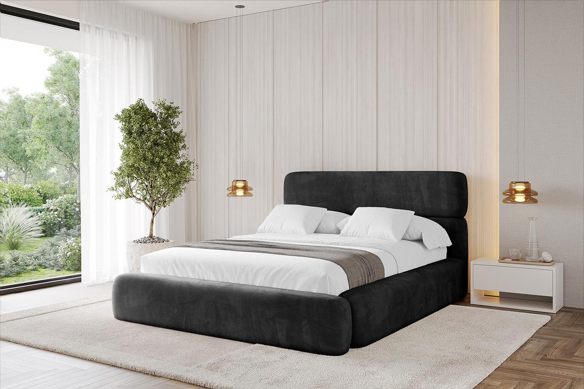 POLSTERBETT mit Bettkasten und Lattenrost, Boxbett ohne Matratze - ENORA 180x200 Schwarz - Schwarz, Holzwerkstoff/Textil (180/200cm) - ALTDECOR