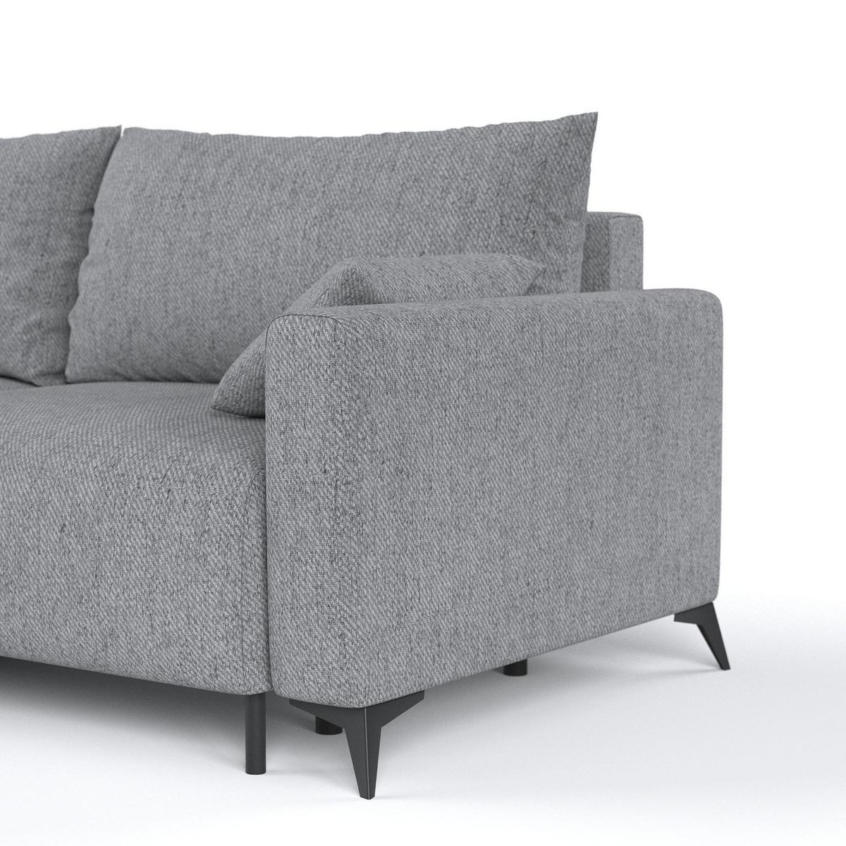 ECKSOFA NUVIO mit Schlaffunktion Grau im Neve Stoff - Schwarz/Grau, Holz/Holzwerkstoff (239/148cm) - AltaBeds