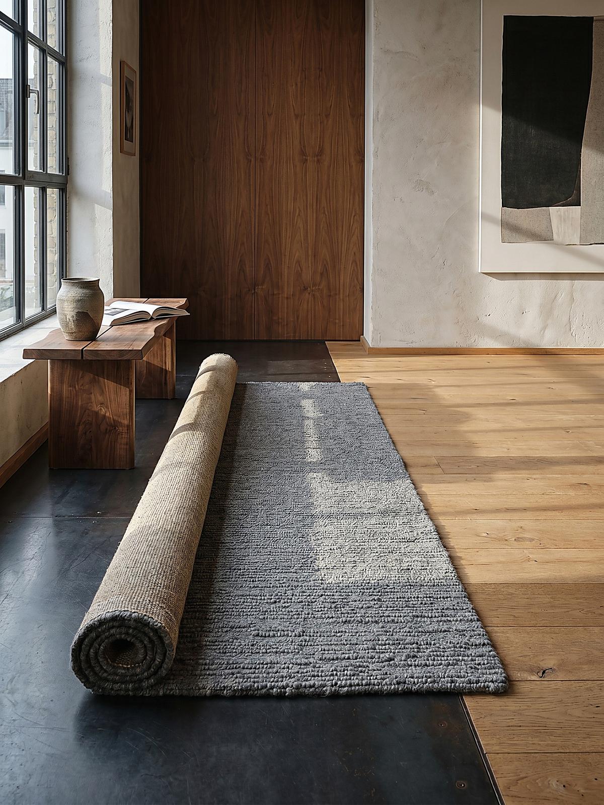 WOLLTEPPICH ALNE, einfarbig, Grau, 80 x 230 cm - Grau, Textil (230/80cm) - KADIMA DESIGN