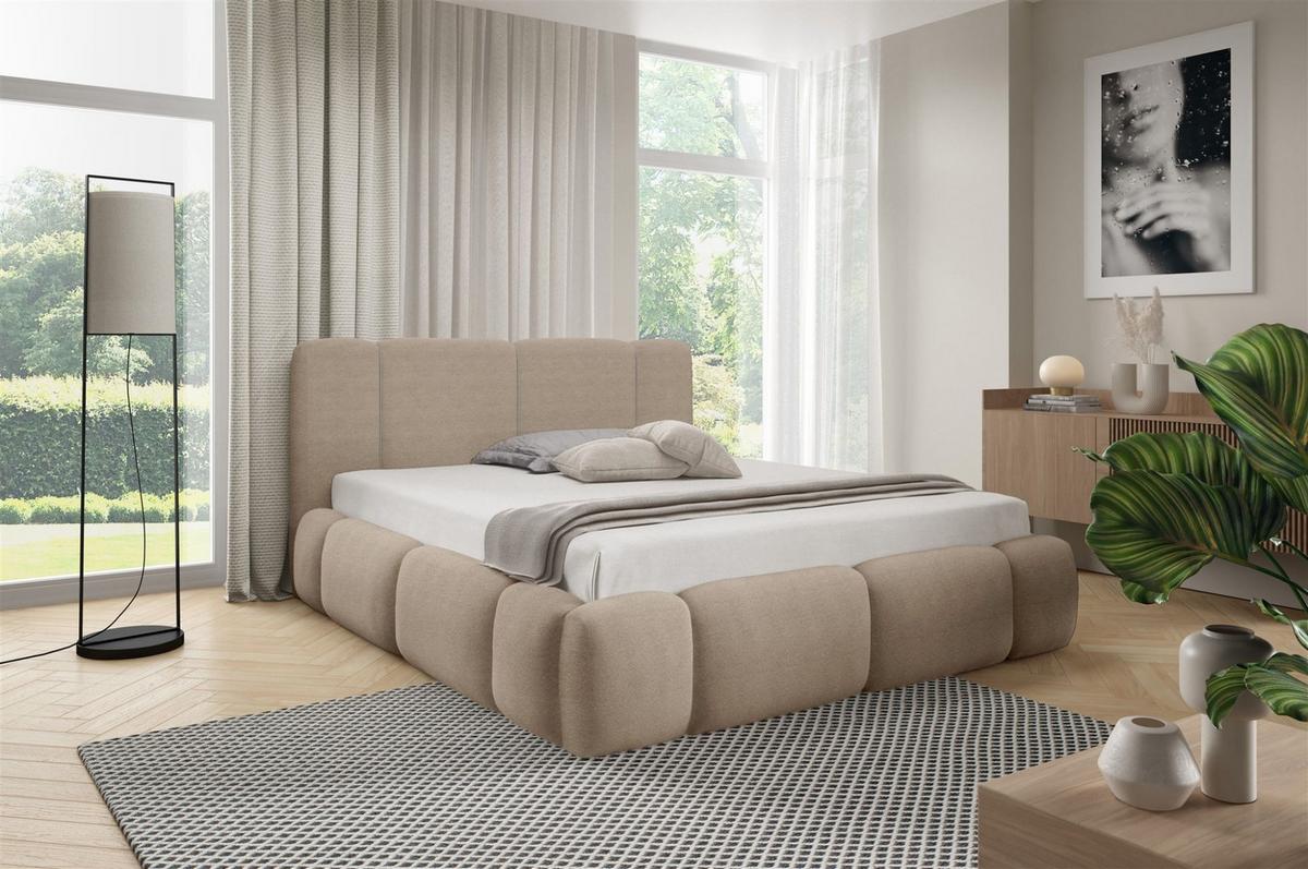 POLSTERBETT Springs - Hellbraun, Holzwerkstoff/Textil (160/200cm) - Fun Möbel
