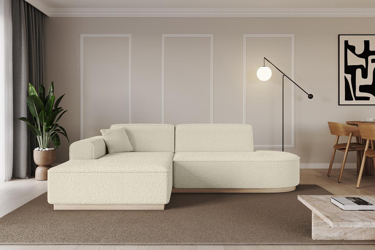 ECKSOFA Ottomane Links IREA-L1 - 232x165x80 cm Beige - Hellbraun/Creme, Holzwerkstoff/Textil (232/165cm) - ALTDECOR