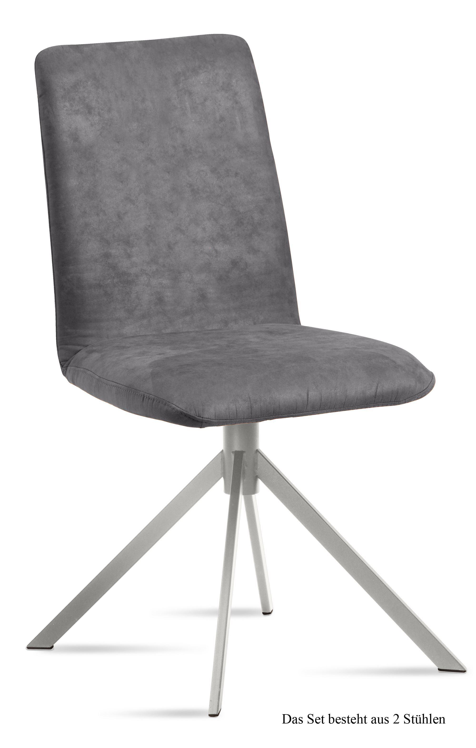 ESSZIMMERSTUHL (2er-Set) Dorice 47x92x60 Edelstahl/Grau - Edelstahlfarben/Grau, Kunststoff (60/92/47cm) - 58aufmkessel