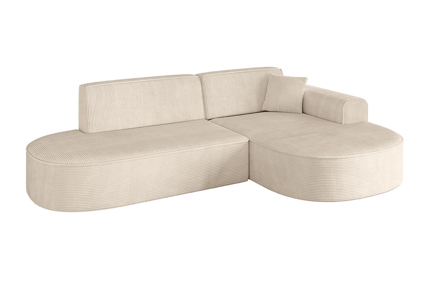 ECKSOFA Ottomane Rechts MARI-L1 - 243x171x79 cm Beige Cord - Beige/Schwarz, Holzwerkstoff/Kunststoff (234/163cm) - ALTDECOR