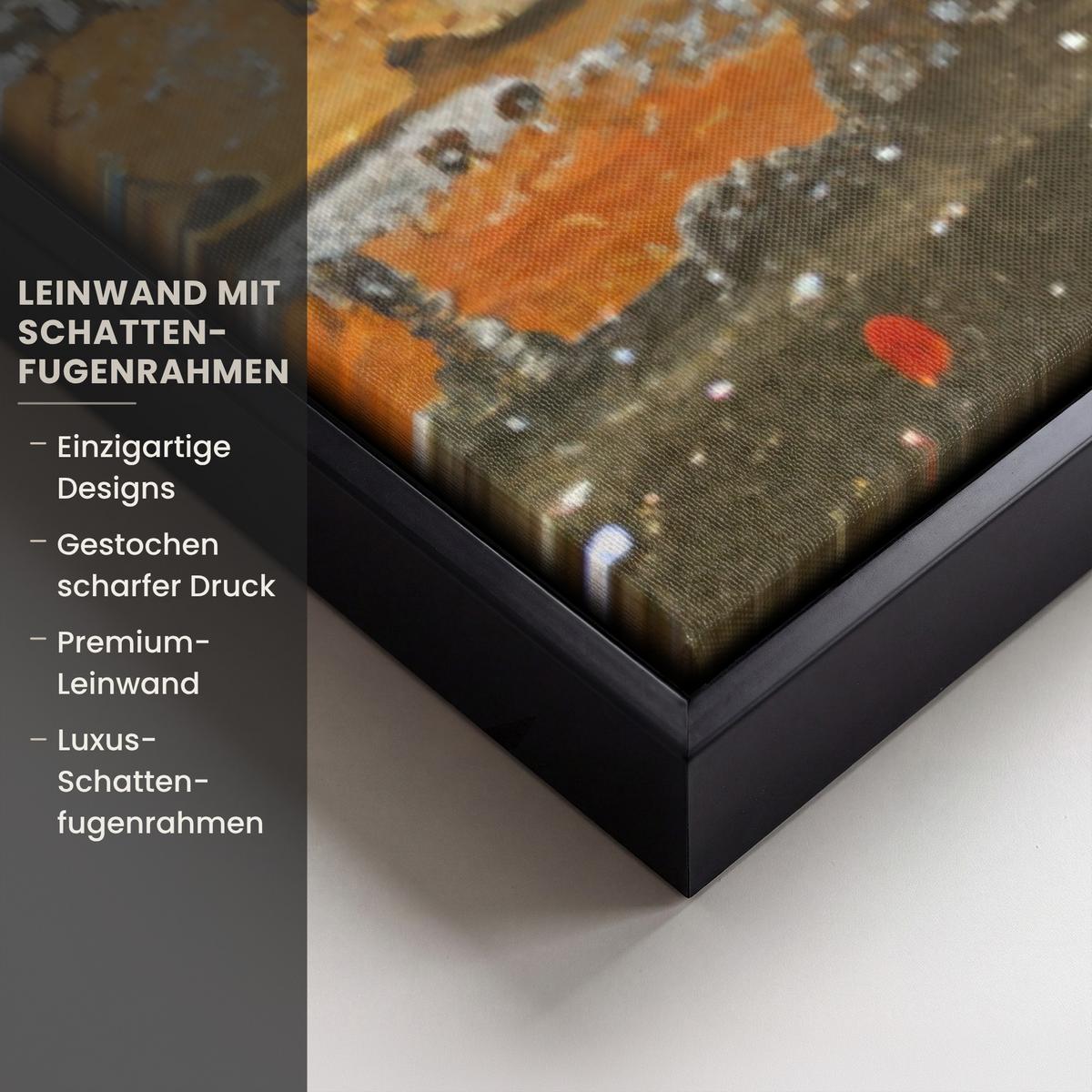LEINWAND Bilder mit Rahmen - Graffiti - Banksy - Mädchen - Straßenkunst - 90x140 - Sandfarben, Textil (90/140cm) - MuchoWow
