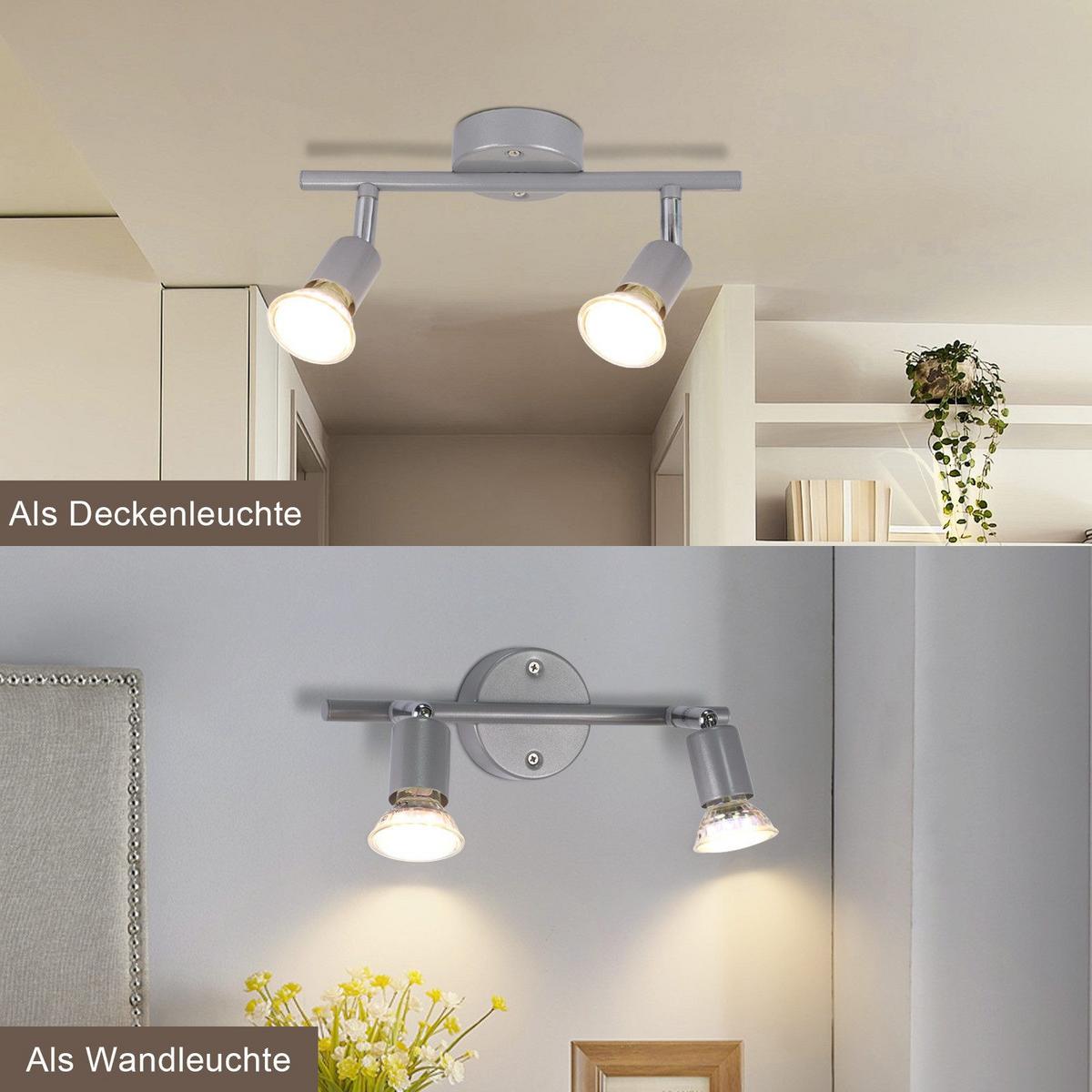 DECKENSTRAHLER Macaluso 2-flammig 26/15/8cm - Silberfarben, Metall (26/15/8cm) - Nettlife