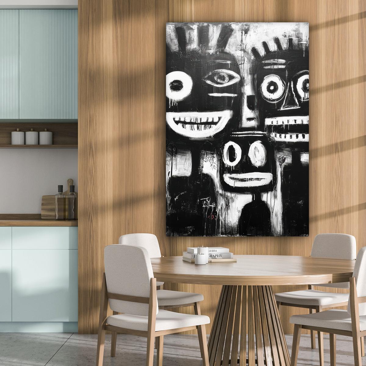 LEINWANDBILD Malerei - Figuren - Schwarz - Abstrakt Deko XXL 80x120 cm - Schwarz, Textil (80/120cm) - MuchoWow