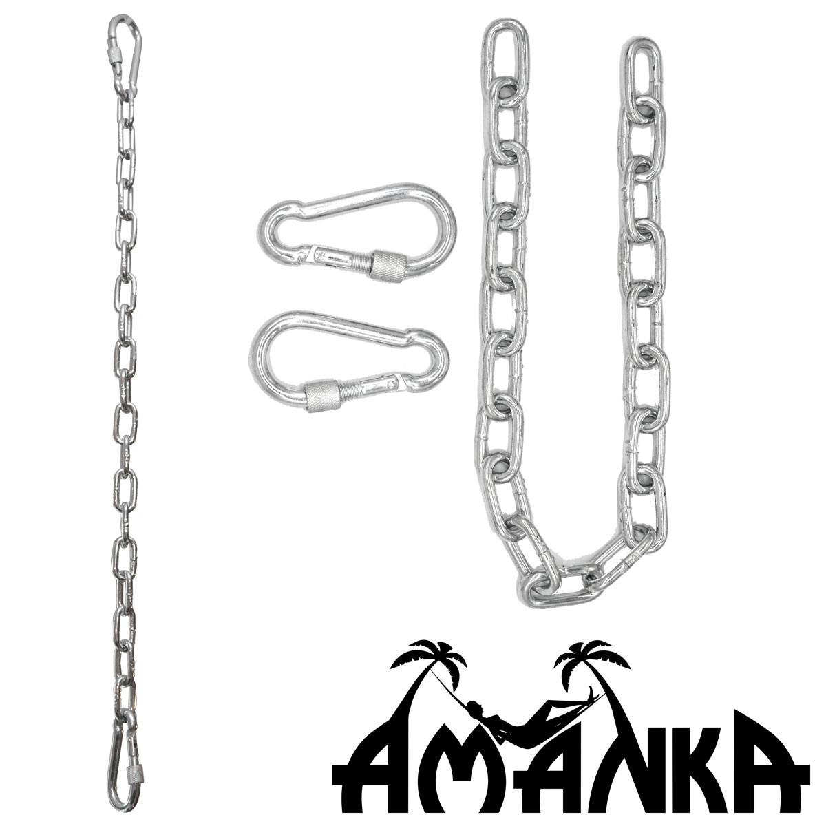 BEFESTIGUNGSSET für Hängesessel Kette + 2 Karabiner 66cm - Grau, Metall (1.9/3.7/50cm) - Amanka