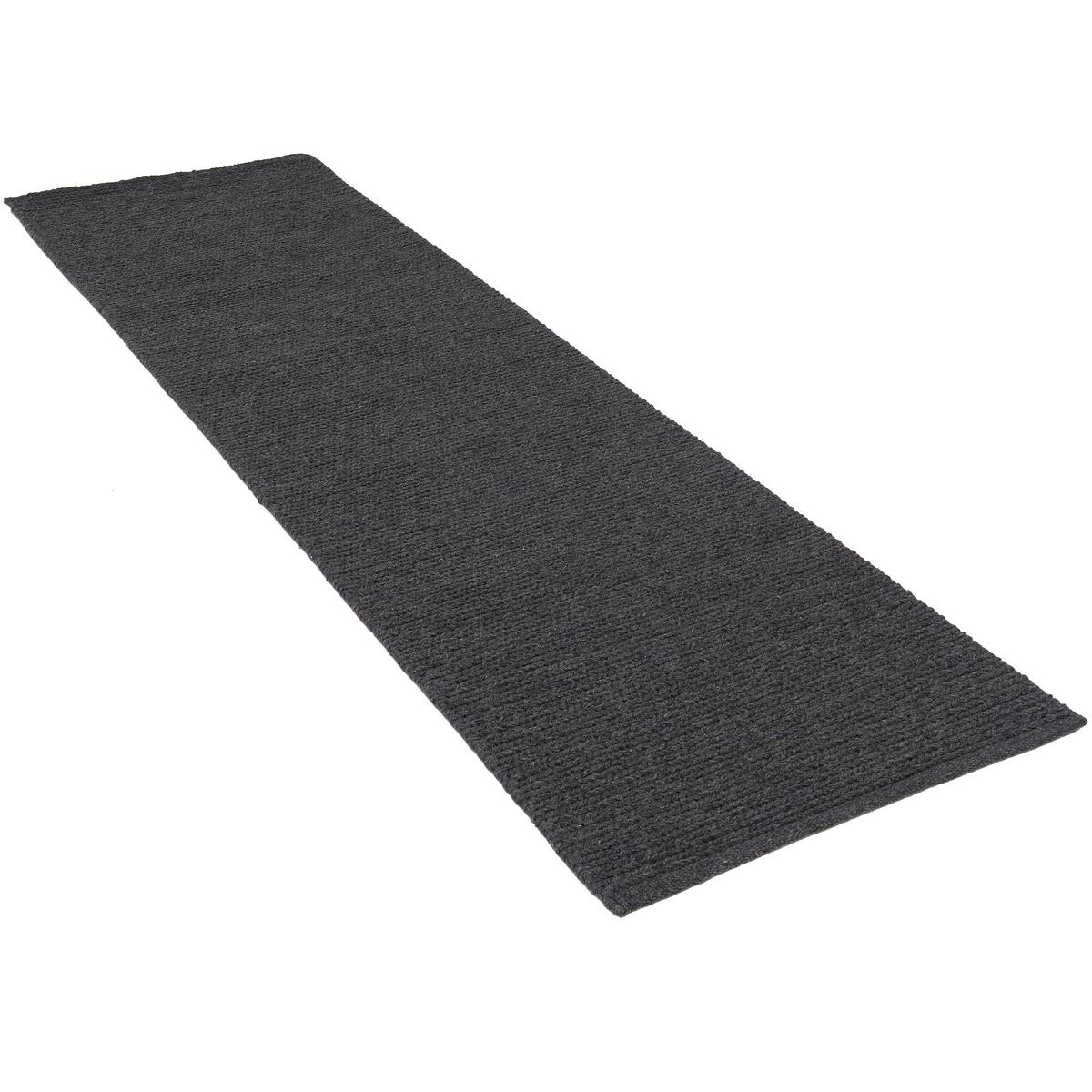 NATUR TEPPICH LÄUFER WOLLE SKARA - Anthrazit, Naturmaterialen (70/240cm) - Pergamon