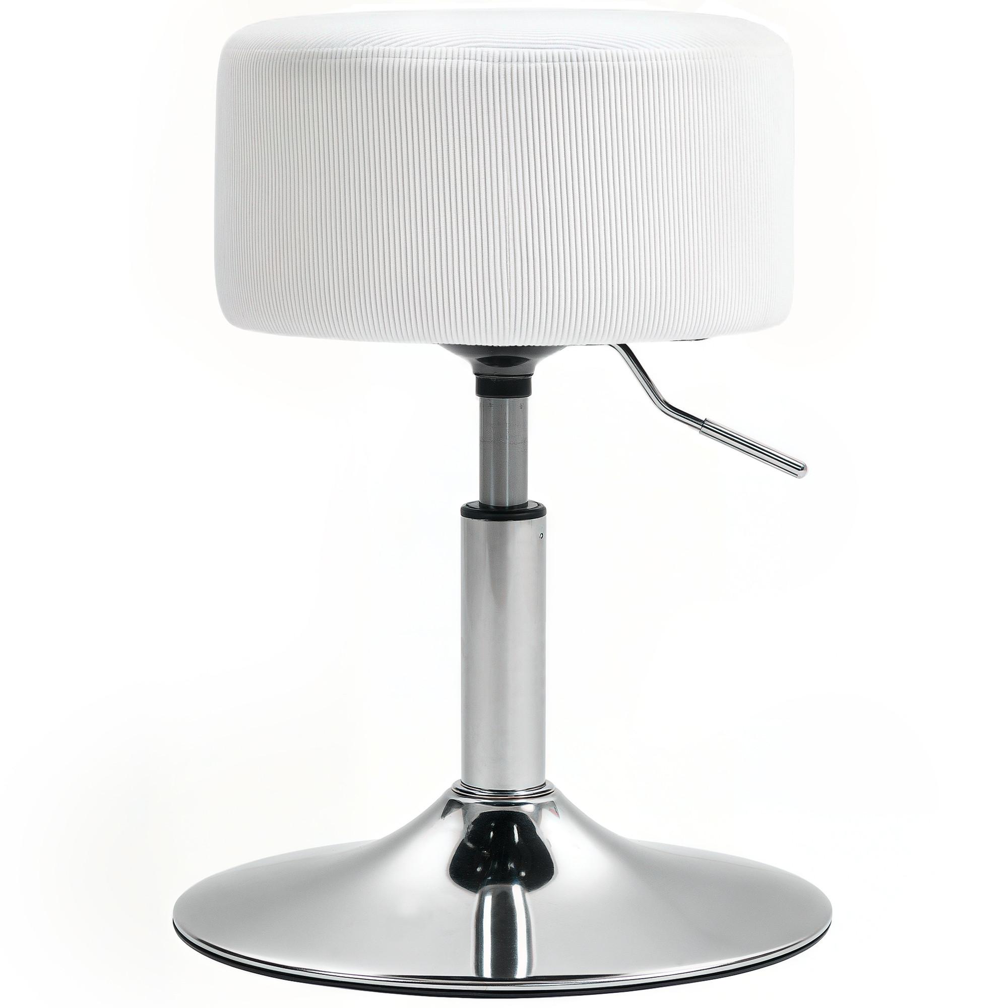BARHOCKER, Gepolstert Barstuhl mit Metallgestell, Cordoptik, Höhenverstellbar - Weiß, Kunststoff (38/66/38cm) - HOMCOM