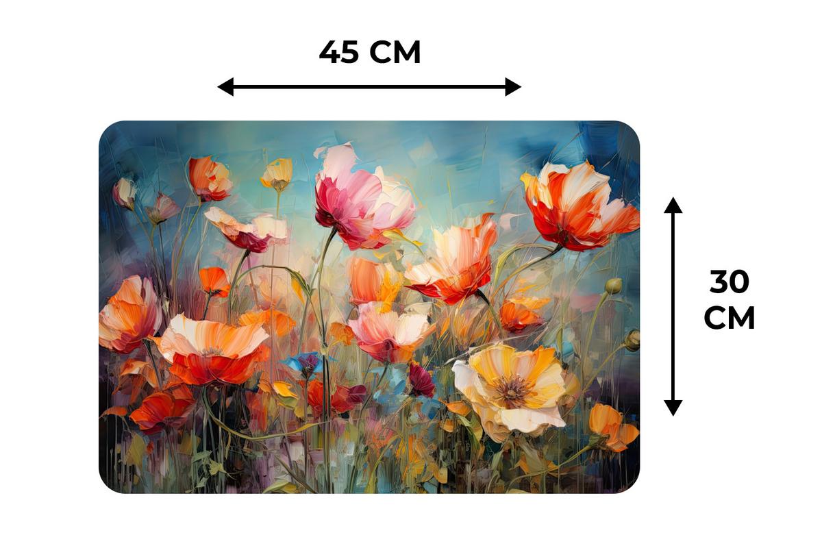 PLATZSETS 6er-Set Blumen - Aquarell - Kunst - Botanisch - Natur Tischunterlage 45x30 cm - Koralle, Kunststoff (0.3/45/30cm) - MuchoWow