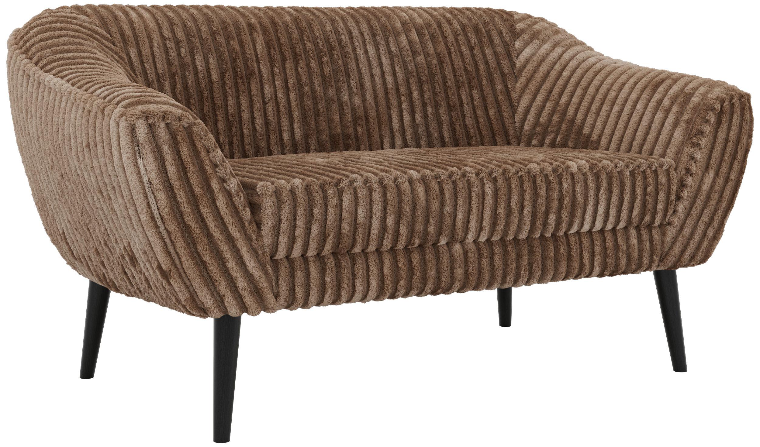 2-SITZER-SOFA PIRS - Braun Cord - Schwarze Beine - Schwarz/Braun, Holzwerkstoff/Textil (140/75/74cm) - MKS