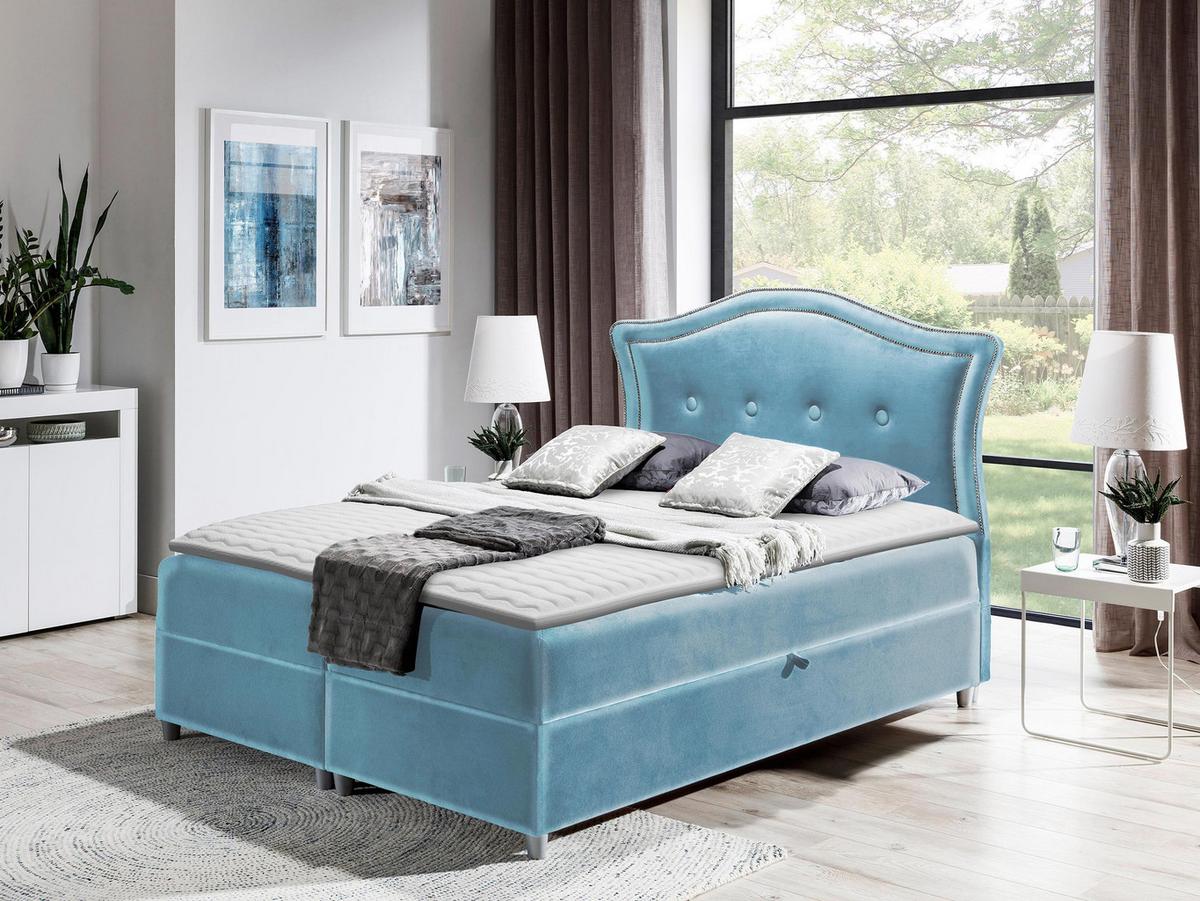 BOXBETT Bedran Lux - H3 - Hellblau, Holz (120/200cm) - MIRJAN24