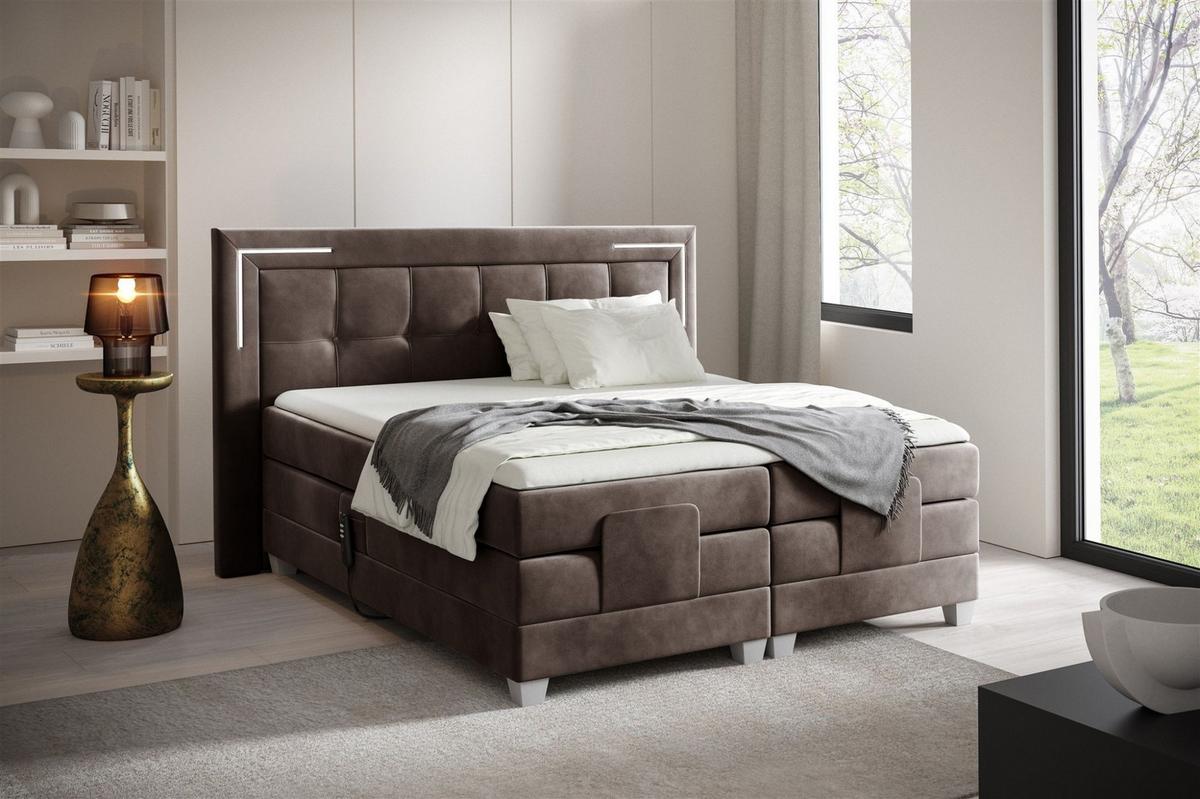 BOXSPRINGBETT Bett Elektrisch Dores - Mokka, Holzwerkstoff/Textil (160/200cm) - Fun Möbel
