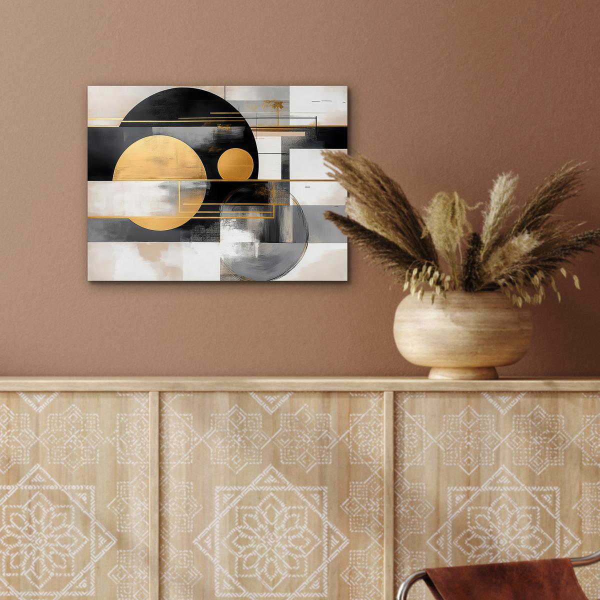 METALLBILD Abstrakt - Gold - Silber - Formen - Ästhetisch - Modern 40x30 cm - Goldfarben, Metall (40/30cm) - MuchoWow