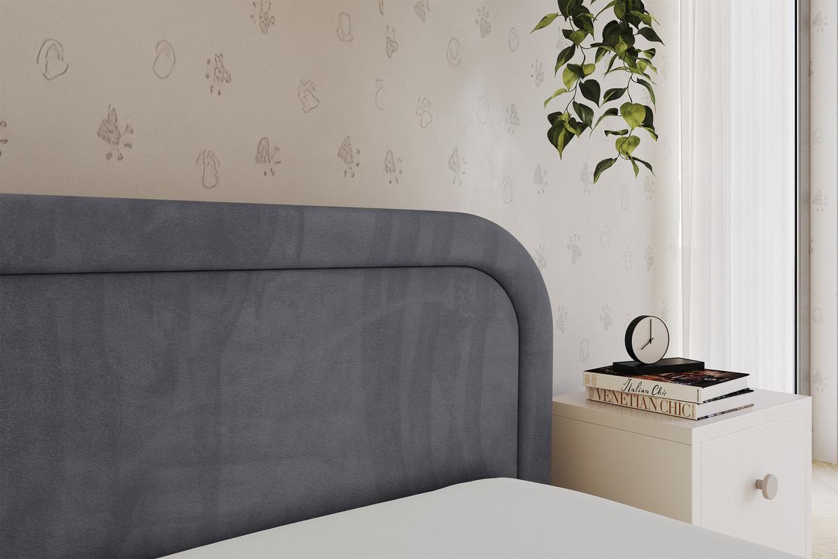 EINZELLBETT Jugendbett mit Bettkasten und Matratze H3/H4, Links - JOVY 90x200 Dunkelgrau - Dunkelgrau, Holzwerkstoff/Textil (90/200cm) - ALTDECOR