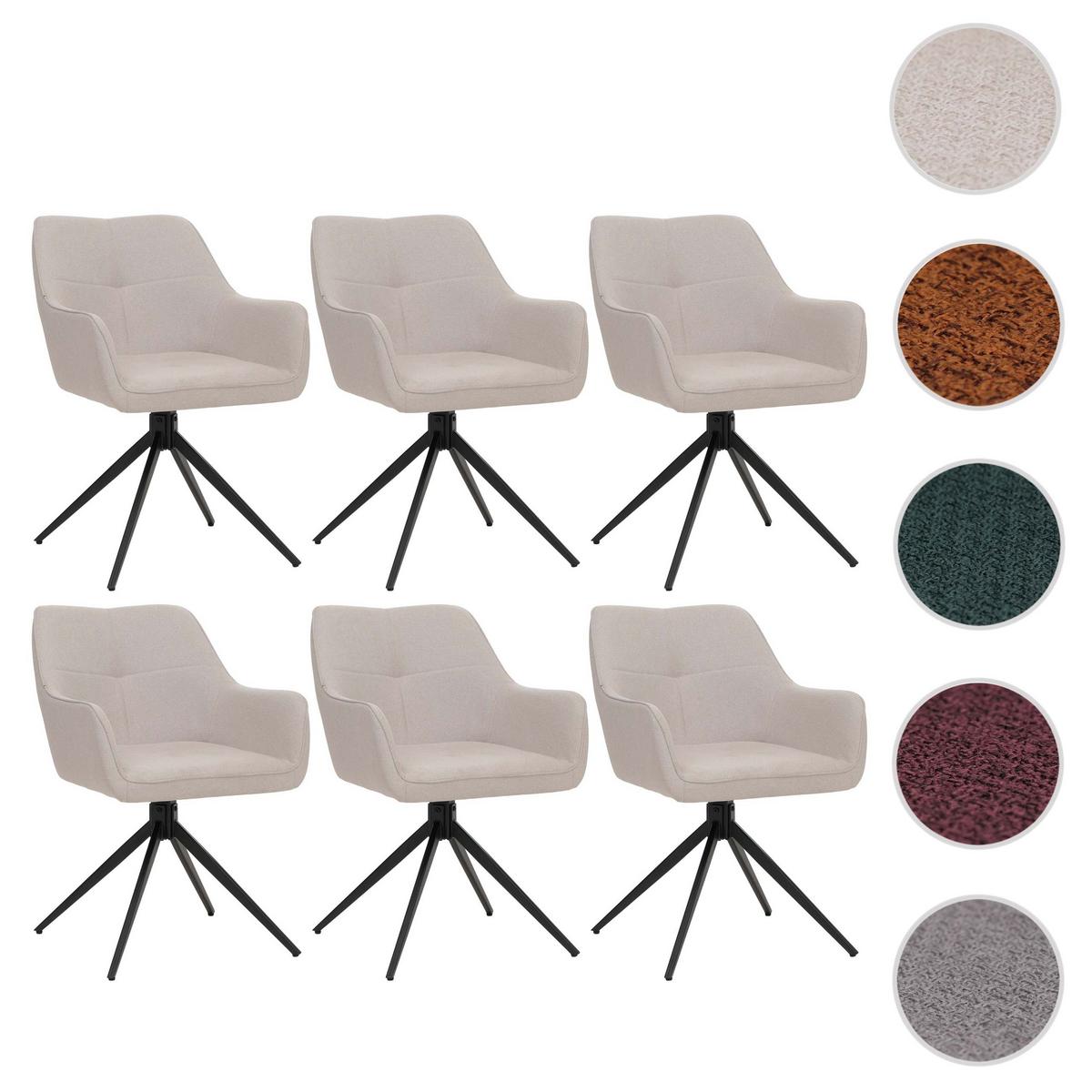 ESSZIMMERSTUHL Schwarz, Cremeweiß 6er-Set - Creme/Schwarz, Textil (53/80/59cm) - MCW
