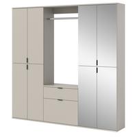 GARDEROBEN-SET Kaschmir 183 x 193 cm, Garderobenschrank mit Spiegel - Kaschmir/Schwarz, Glas/Holzwerkstoff (183/193/34cm) - Inn.Furn