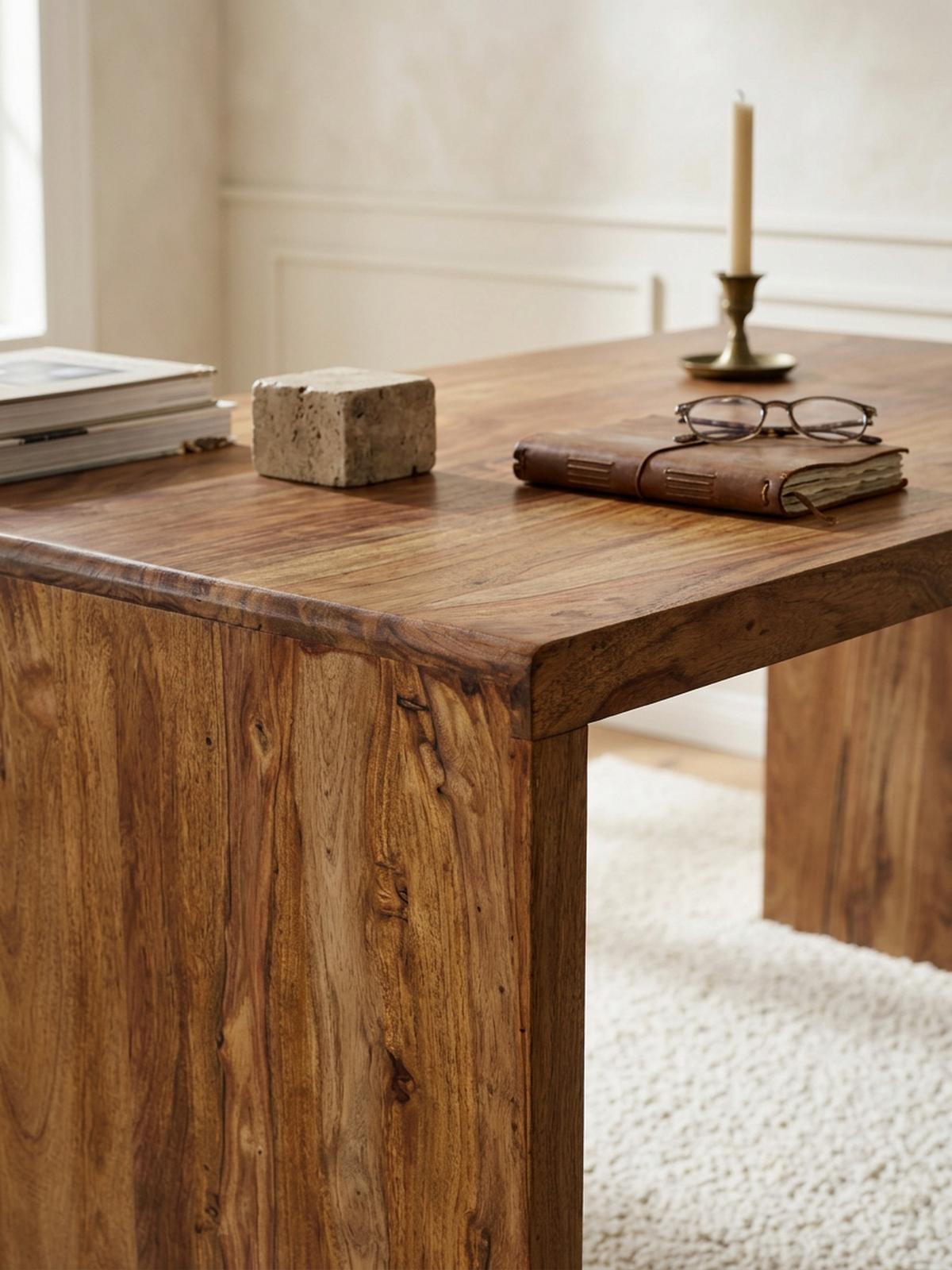 SCHREIBTISCH Massivholz Stauraum Abgerundete Ecken, Braun 120x60x76 cm - Braun, Holz (60/120/76cm) - KADIMA DESIGN