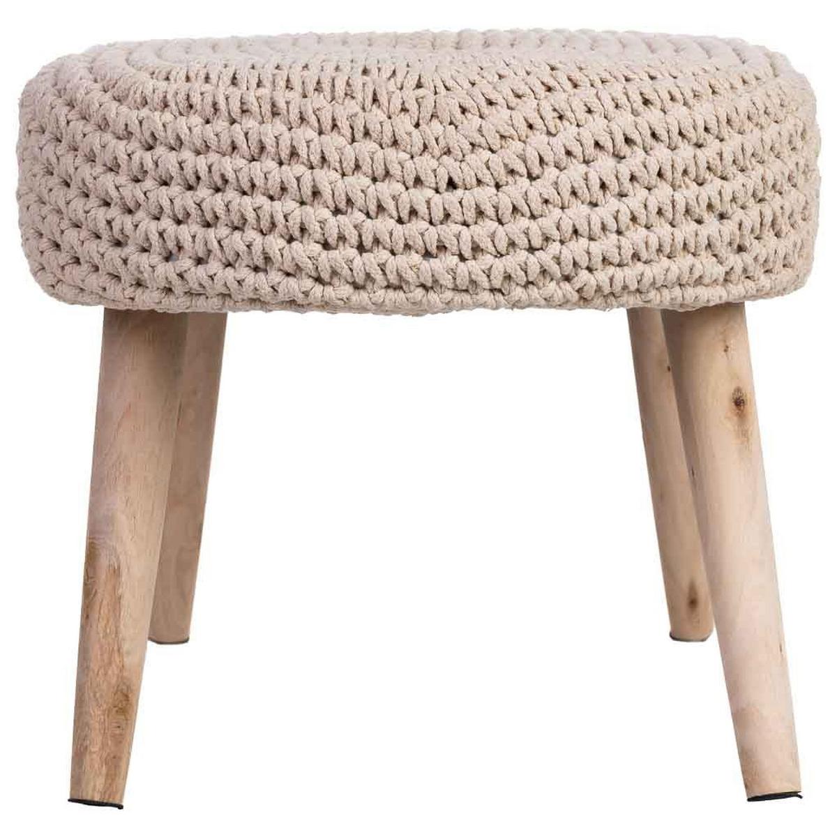 HOCKERBANK aus Holz und Baumwolle, beige, 82x43cm - Beige, Holz (82/43/43cm) - Wanderlust