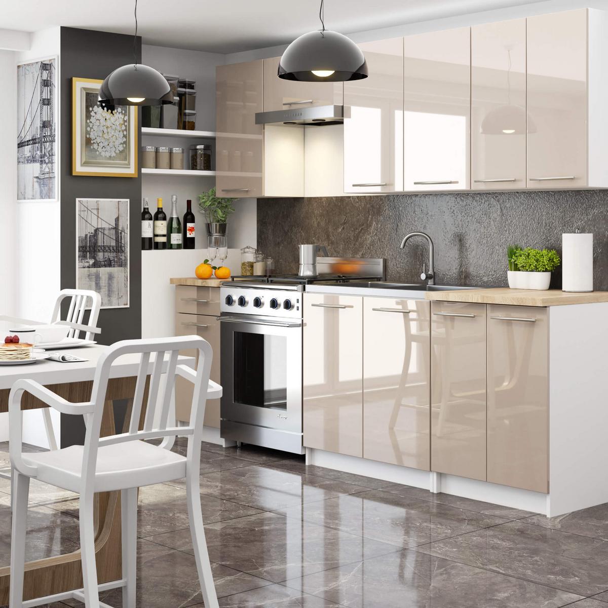 HÄNGESCHRANK Weiß, Cappuccino Glanz 72/40/30 - Weiß/Cappuccino, Holzwerkstoff (40/72/30cm) - RAUMHIRSCH FURNITURE