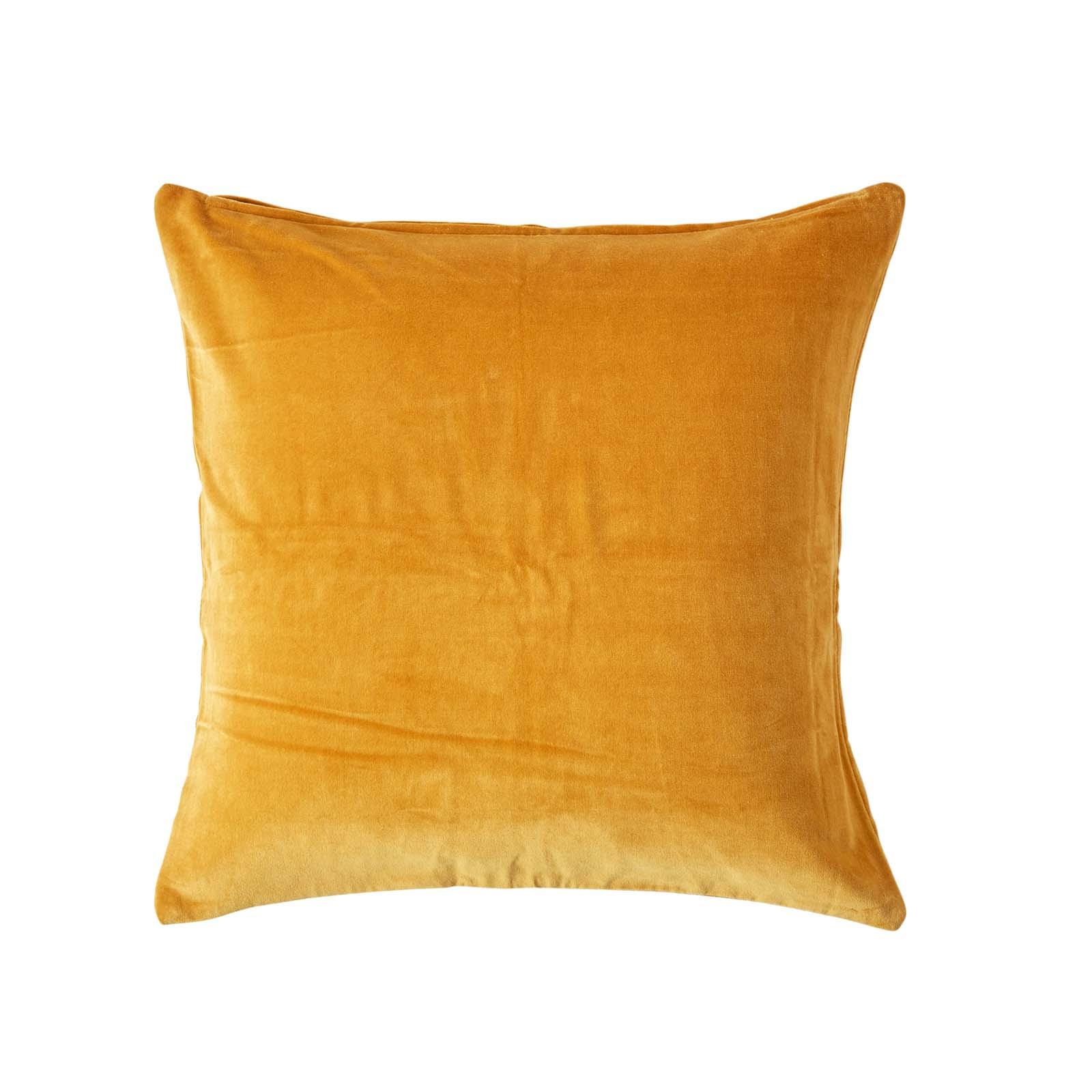 KISSENHÜLLE Baumwollsamt senfgelb 60/60 cm - Dunkelgelb, Textil (60/60cm) - Homescapes