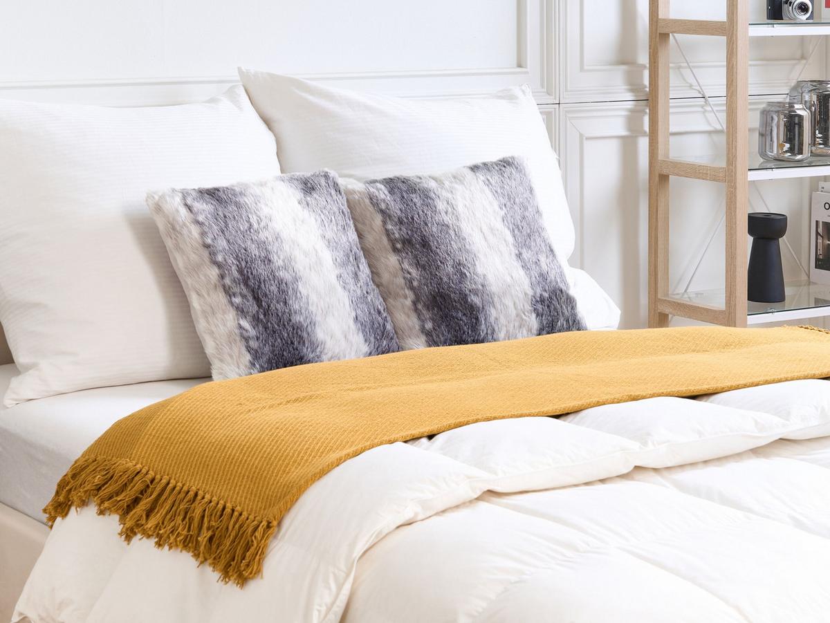 DEKOKISSEN 2er-Set Dunkelbraun 45/45 cm Hordeum - Dunkelbraun, Kunststoff/Textil (45/45cm) - Beliani