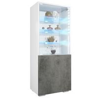 VITRINE Granada Beton Dunkel Optik - Dunkelgrau, Holzwerkstoff (50/122.5/34.5cm) - Vladon